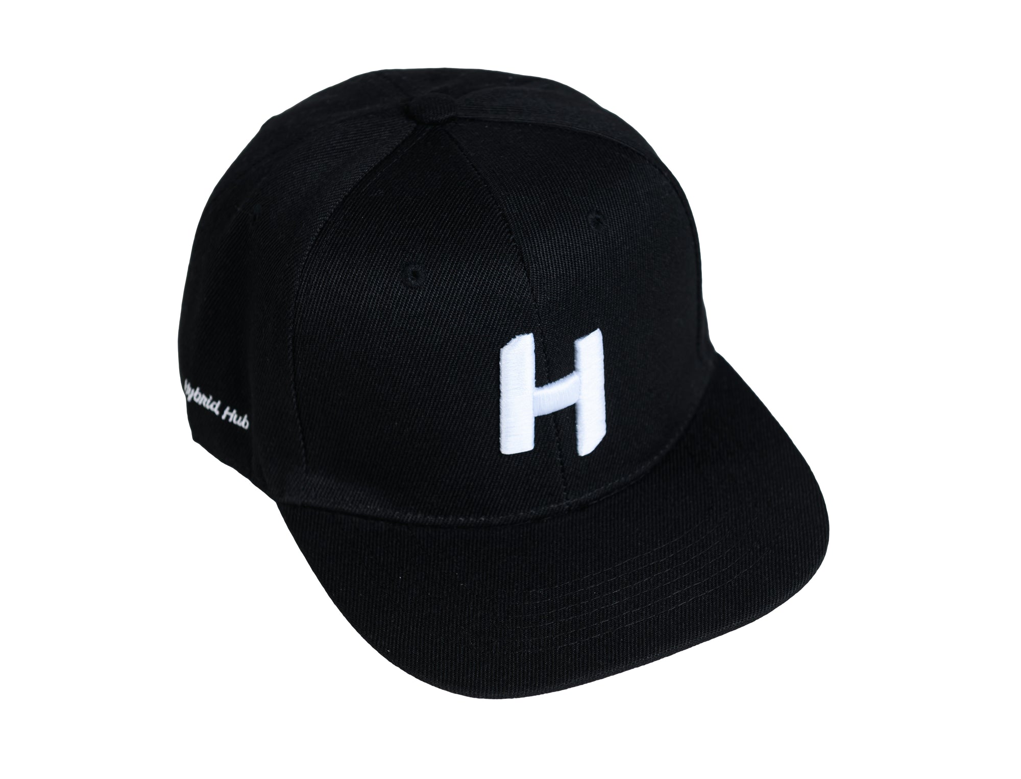 Black cap with a white 'H' logo on a white background