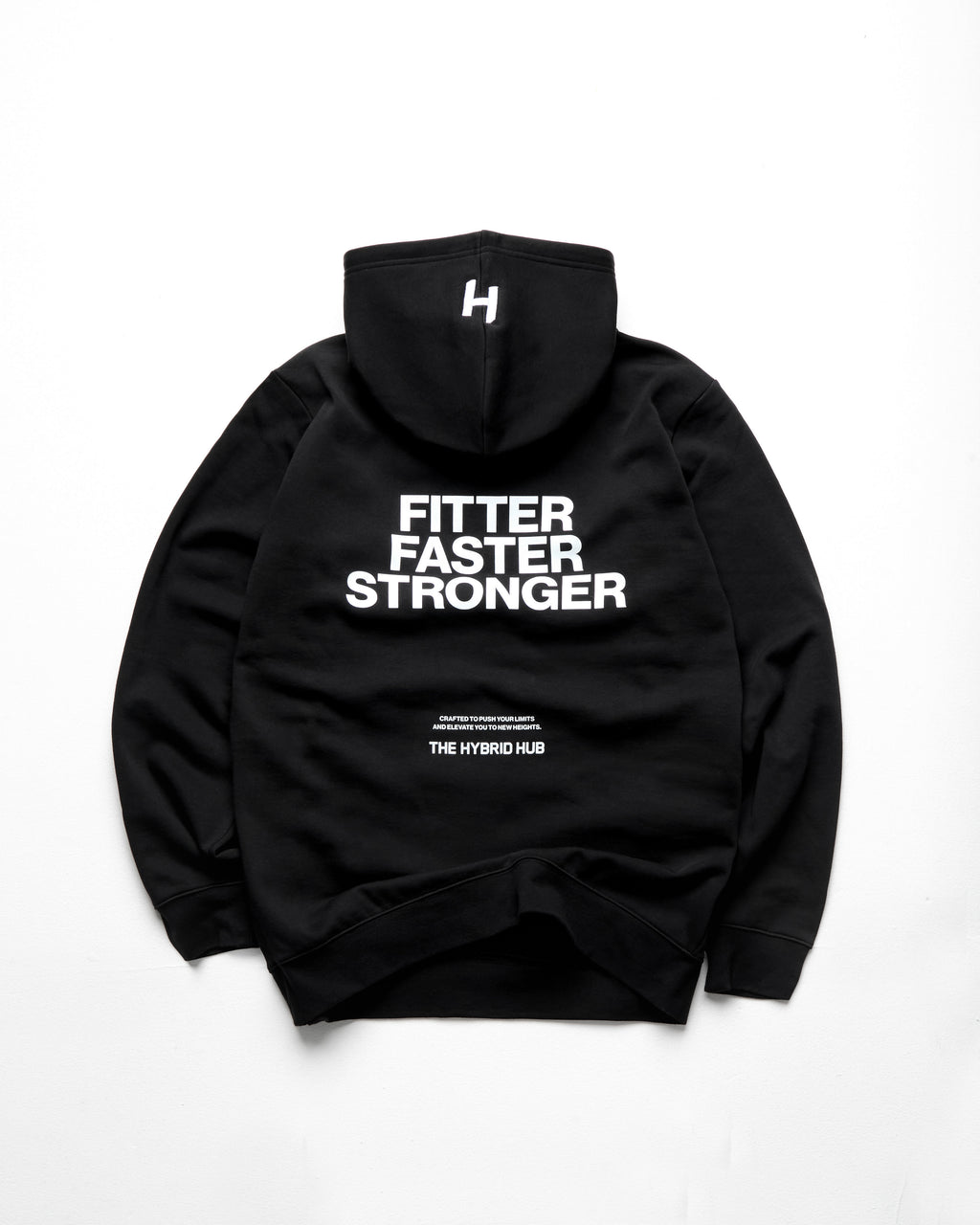 black hoodie on white background